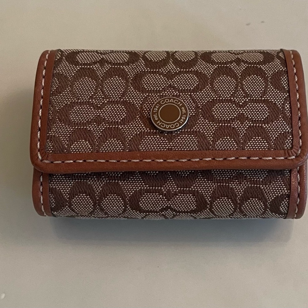 Coach Tan and Brown Signature contact case
